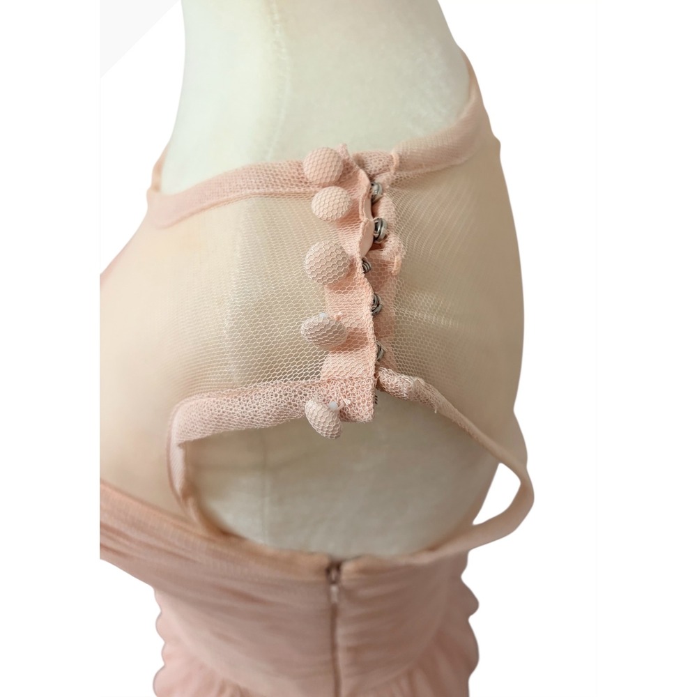 Vintage Vera Wang Pink Size 4 Tulle Ruched Illusion Cocktail Dress Formal - Picture 6 of 11